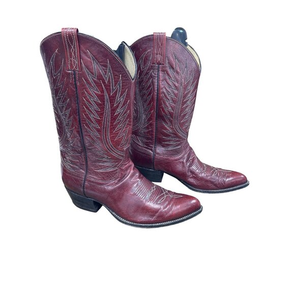 Dan Post Mens Leather Maroon Red Western Cowboy Mid Calf Boots Sz 11.5D SKU 9580 - Picture 4 of 16